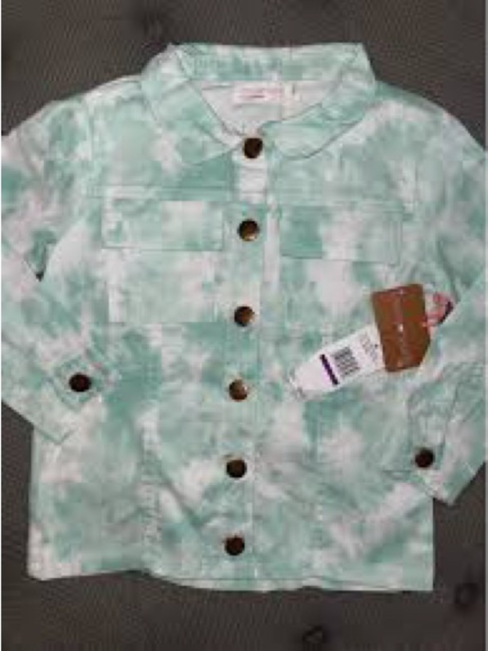 NWT Young Hearts Mint Tie-Dye Button Front Jacket Size 6